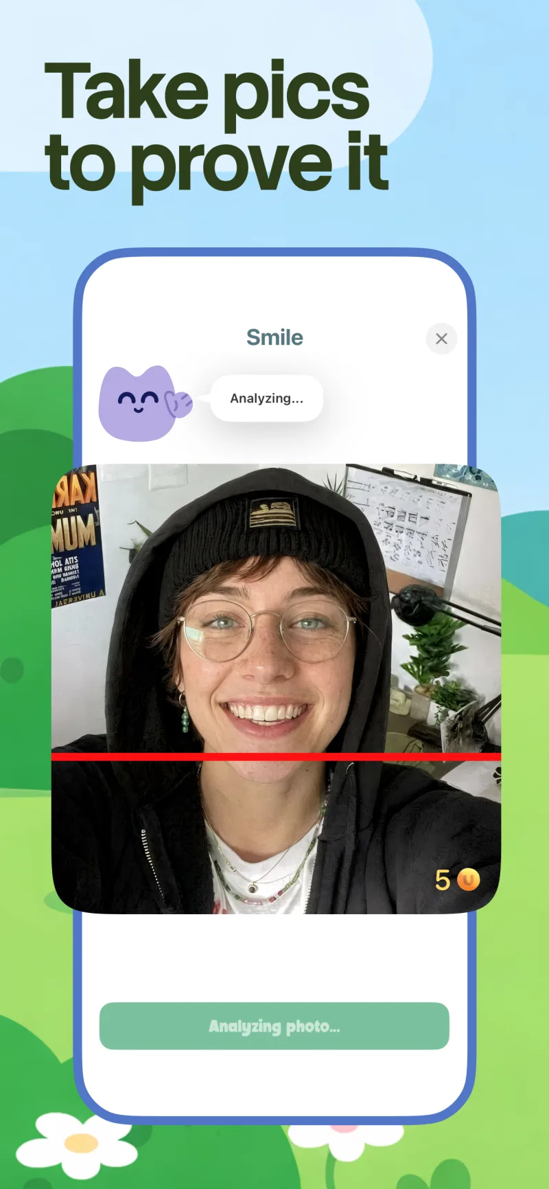 Unglue analyzing a photo to verify a completed habit